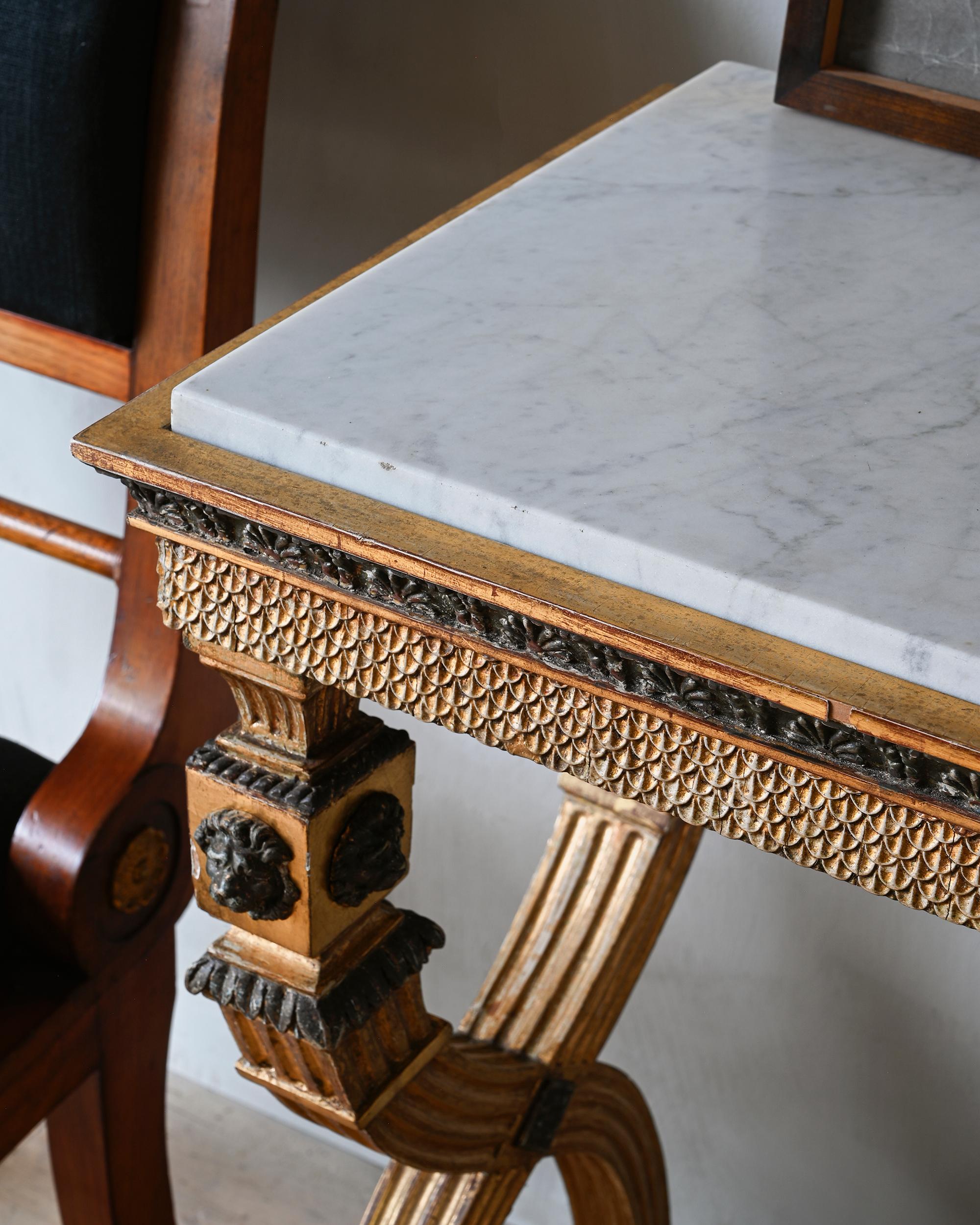 Gustavien Extraordinaire table console gustavienne tardive du 19e siècle en vente