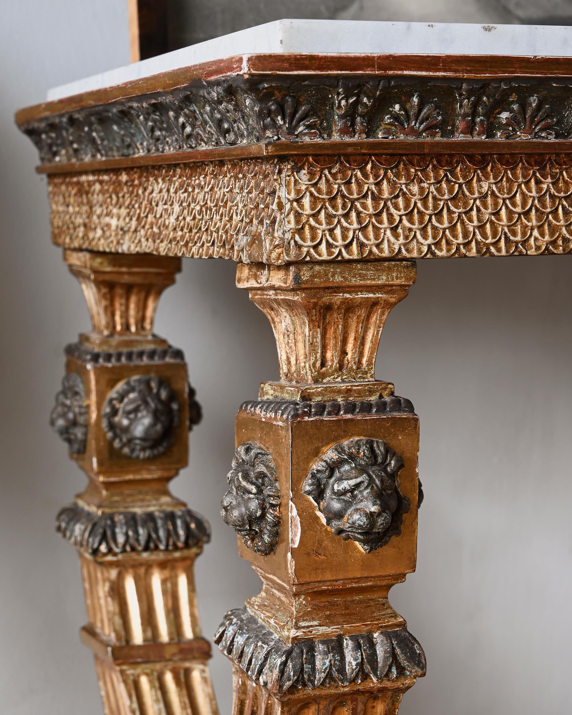 Extraordinaire table console gustavienne tardive du 19e siècle Bon état - En vente à Mjöhult, SE