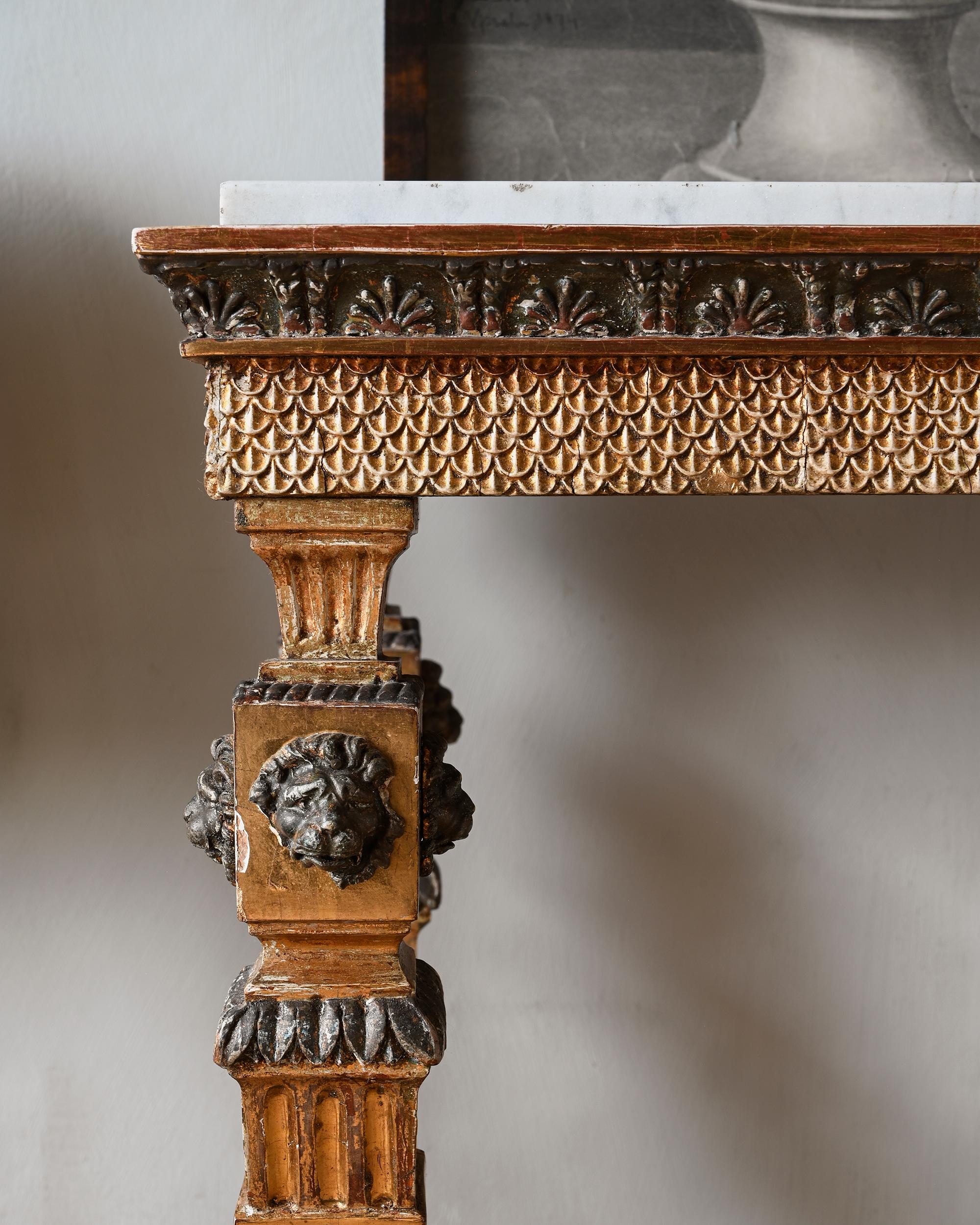 XIXe siècle Extraordinaire table console gustavienne tardive du 19e siècle en vente