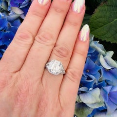 Extraordinary 2.01ct Emerald Cut Art Deco Style Platinum Diamond Ring
