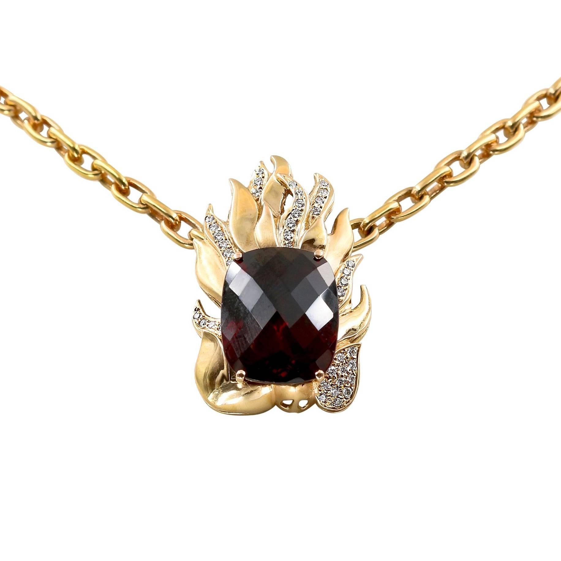 Extraordinary 21.39 Carat Natural Rhodolite and Diamond Necklace For Sale