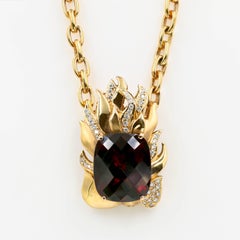Extraordinary 21.39 Carat Natural Rhodolite and Diamond Necklace