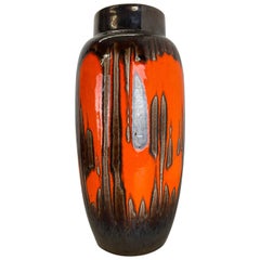 Extraordinary 38cm Zig Zag Pottery Fat Lava Vase by Scheurich, Germany, 1970s