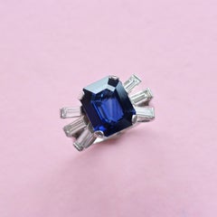 Extraordinary 5 Carat Sapphire and White Diamond Ring in Platinum