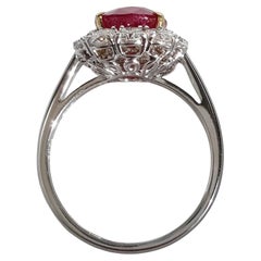 Extraordinary 5.10-Carat No-Heat GIA-Certified Ruby with Diamond Ring