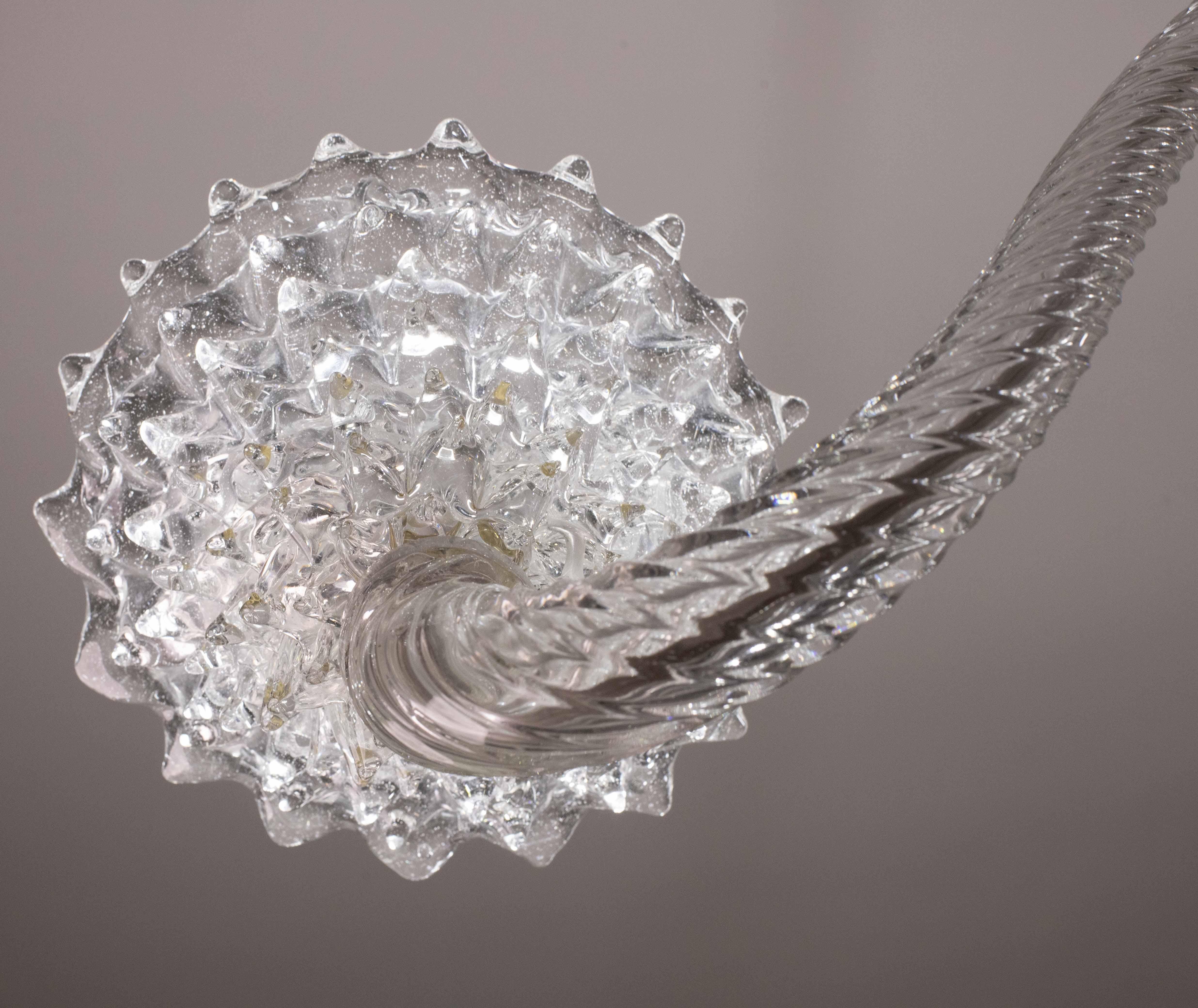 Extraordinary 6 Light Rostrato Murano Glass Chandelier by Barovier & Toso, 1950s For Sale 8