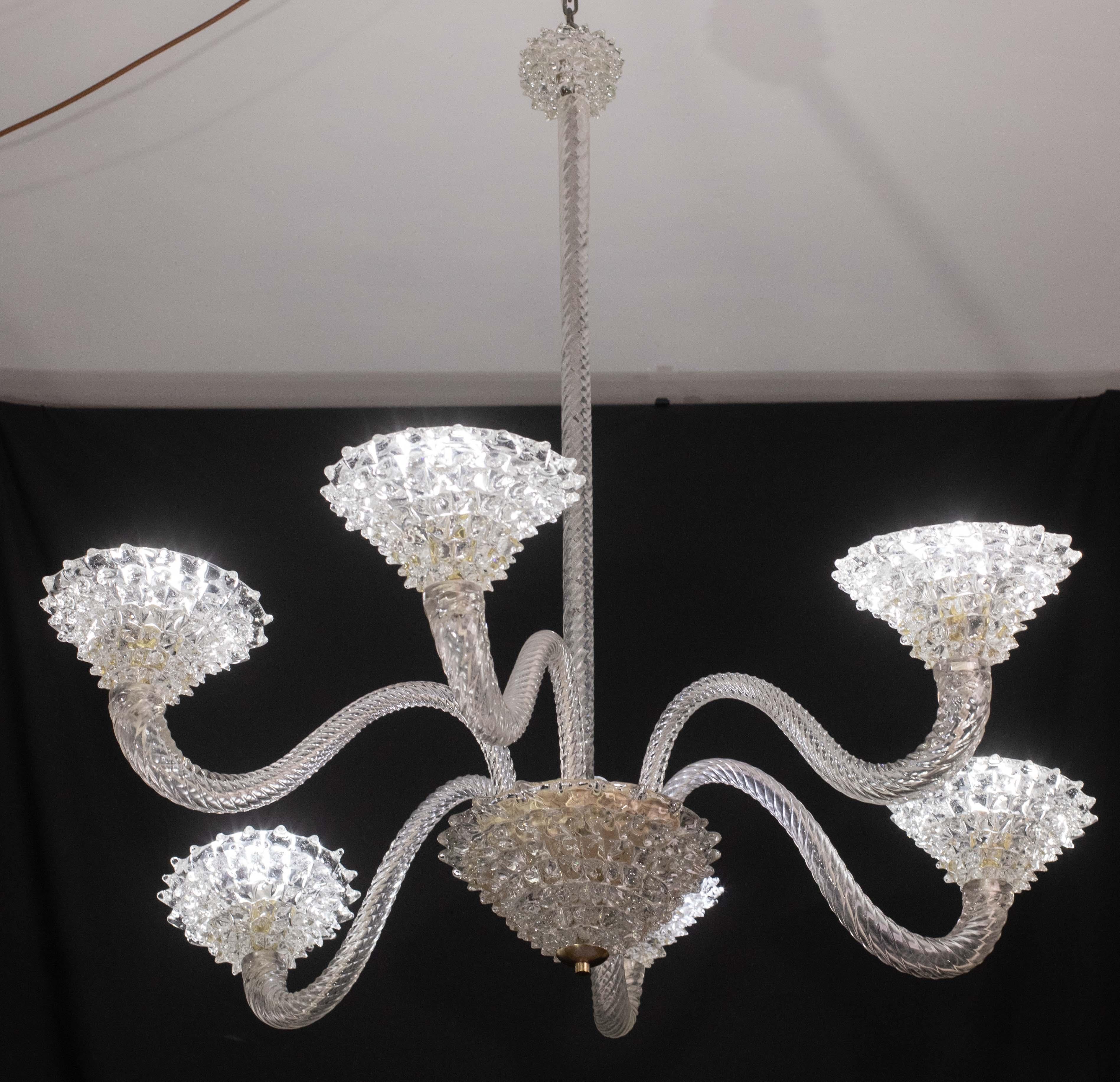 Incredible rare Murano glass Light 6 rostrato light from the middle of the last century.

This wonderful light was produced in the 1940s in Italy by Ercole Barovier for Barovier & Toso.

This masterpiece is a fantastic tribute to the incredible