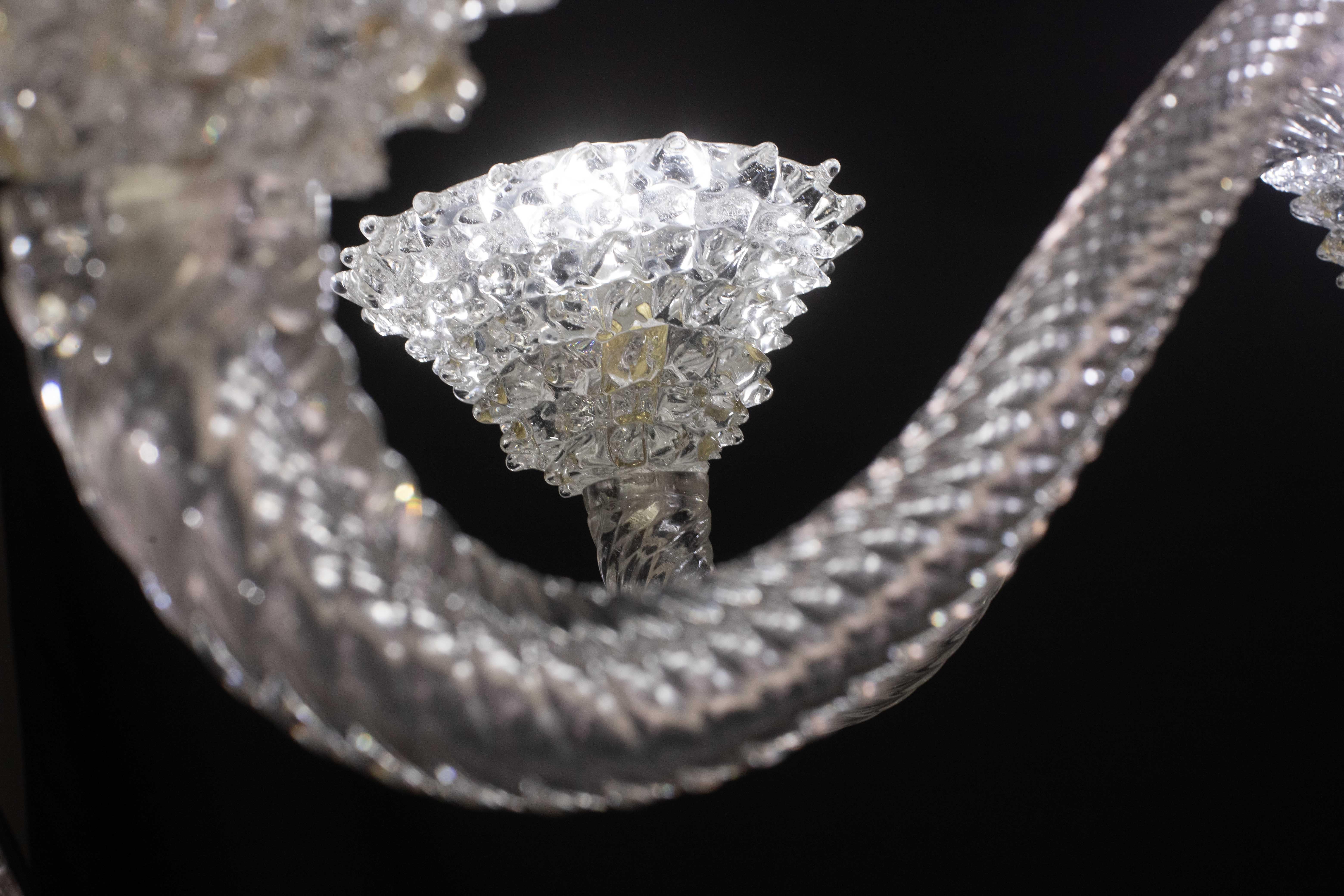 Extraordinary 6 Light Rostrato Murano Glass Chandelier by Barovier & Toso, 1950s For Sale 1