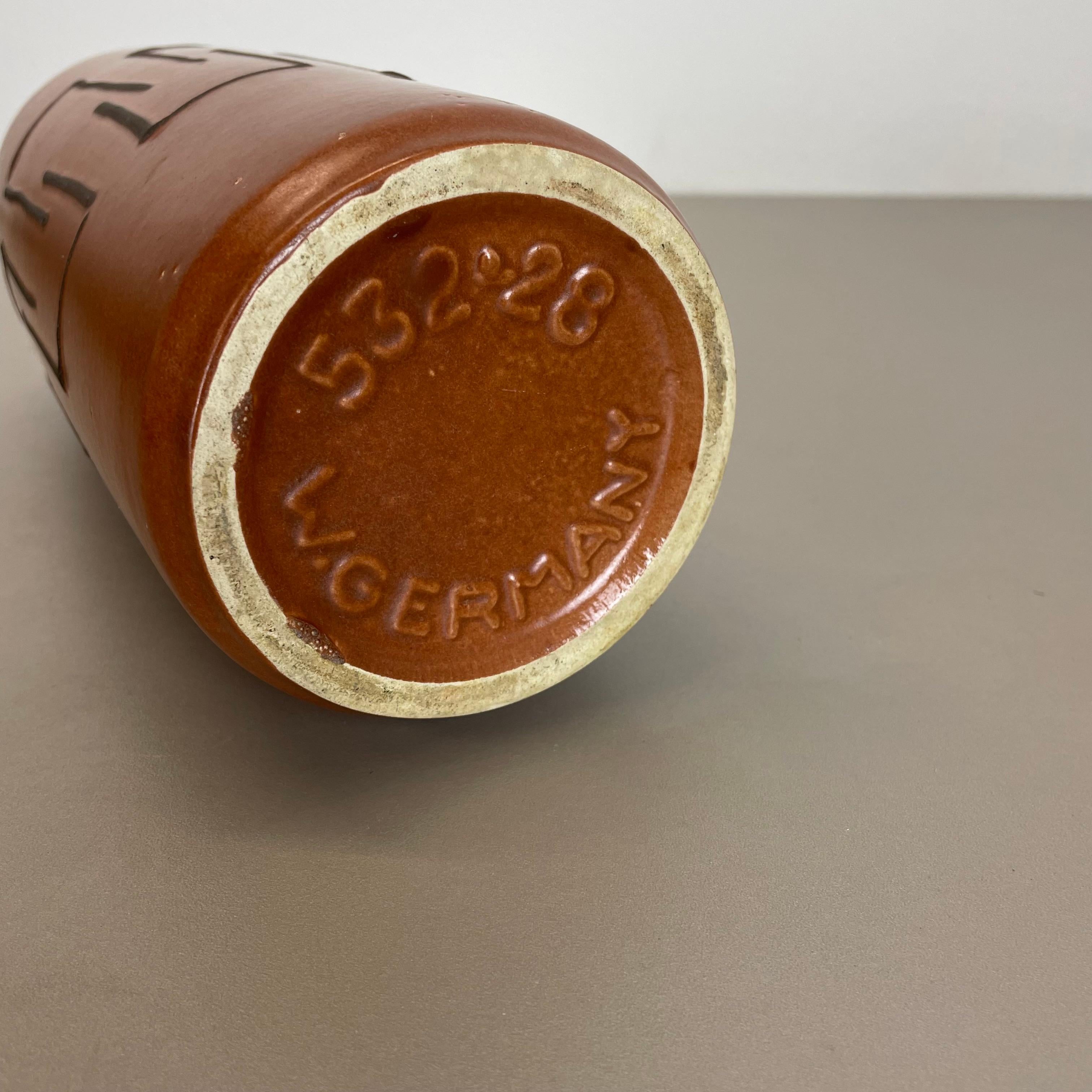 Extraordinaire vase en poterie de lave grasse « Abstract Line » Scheurich, Allemagne  1970 en vente 8