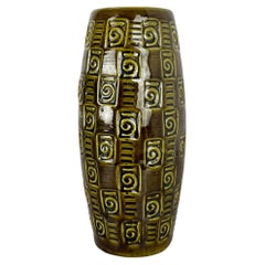 Extraordinary "Abstract Line" Tube Pottery Fat Lava Vase Scheurich Germany  1970