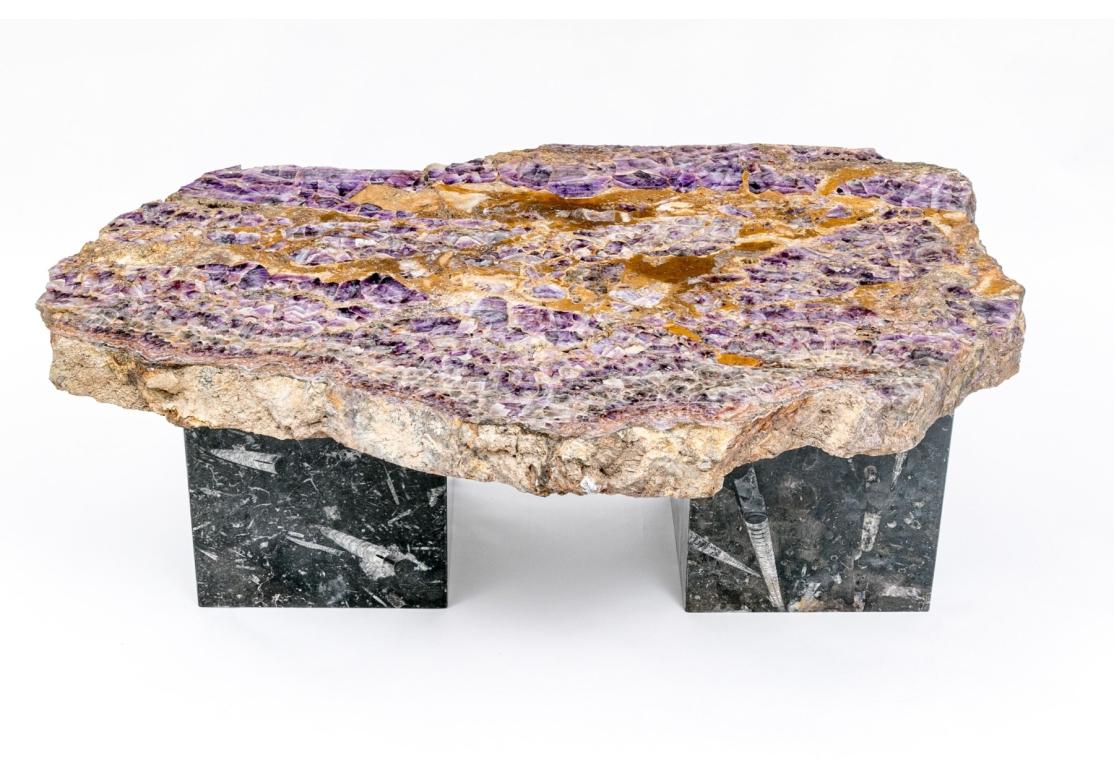 Mid-Century Modern Extraordinary Amethyst Slab Top Cocktail Table Prov: Collier Gwin Gallery For Sale