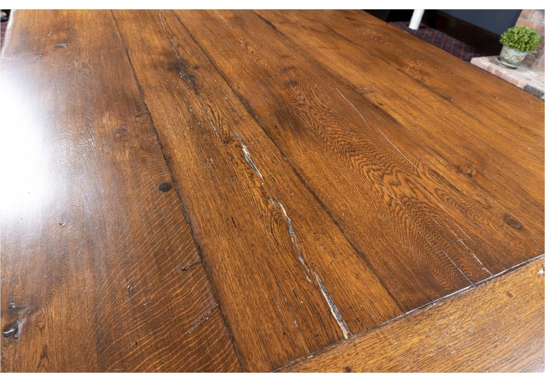 Extraordinary And Massive Oak Plank Harvest Table  In Distressed Condition For Sale In Bridgeport, CT