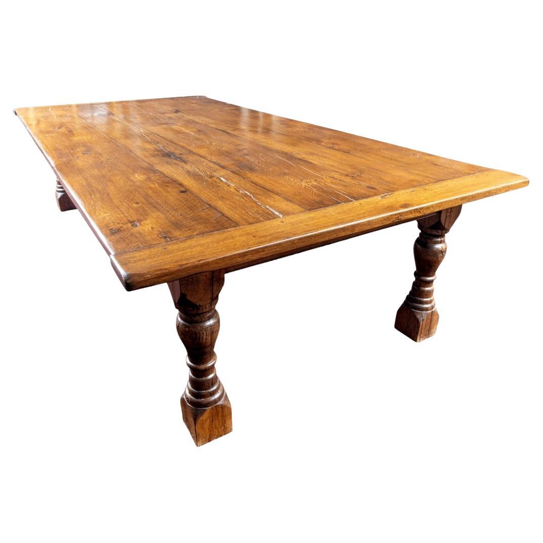 Extraordinary And Massive Oak Plank Harvest Table  For Sale
