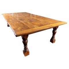 Vintage Extraordinary And Massive Oak Plank Harvest Table 