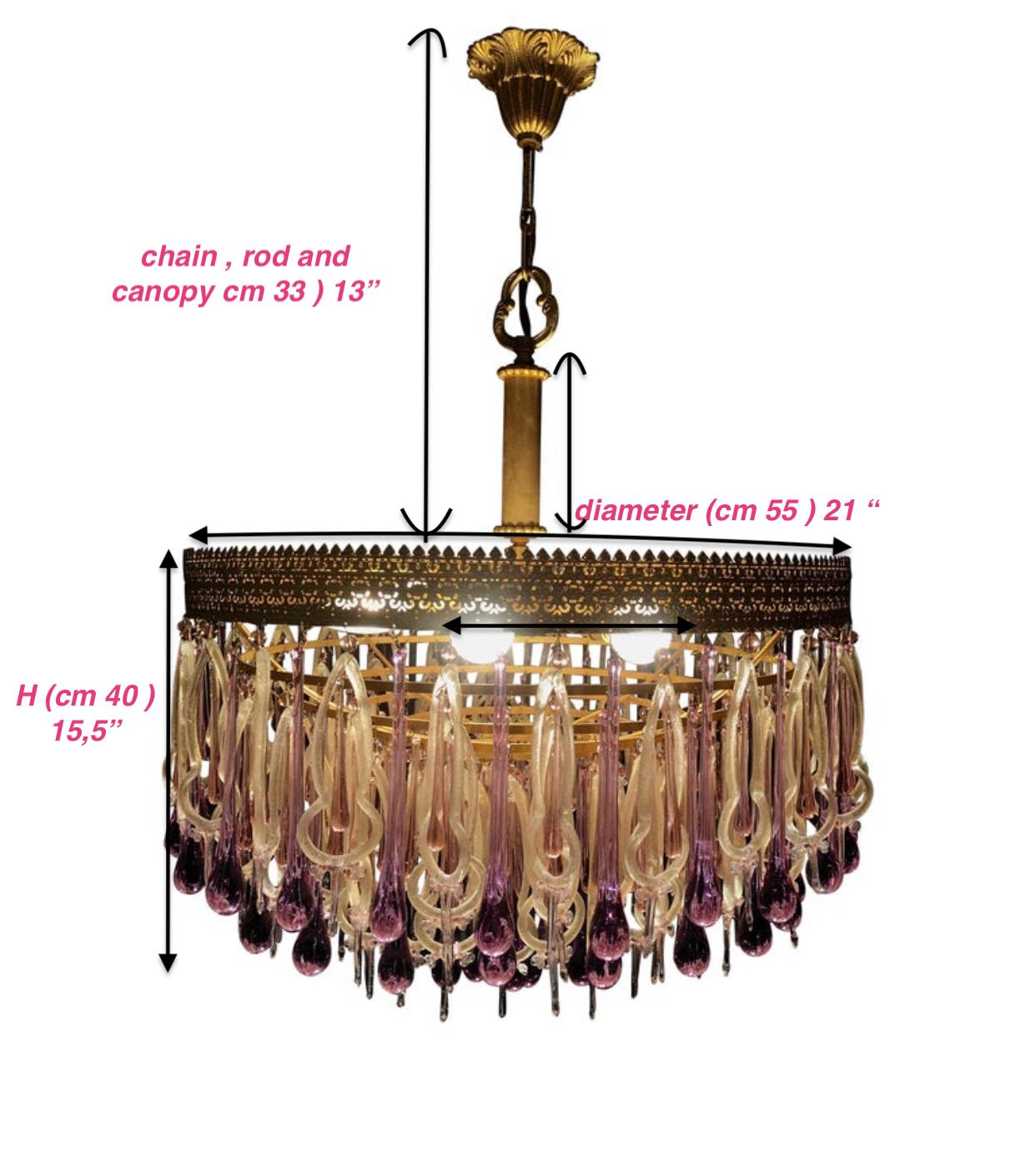 Extraordinary and Rare Chandelier Attributed to Barovier & Toso, 1960s For Sale 5