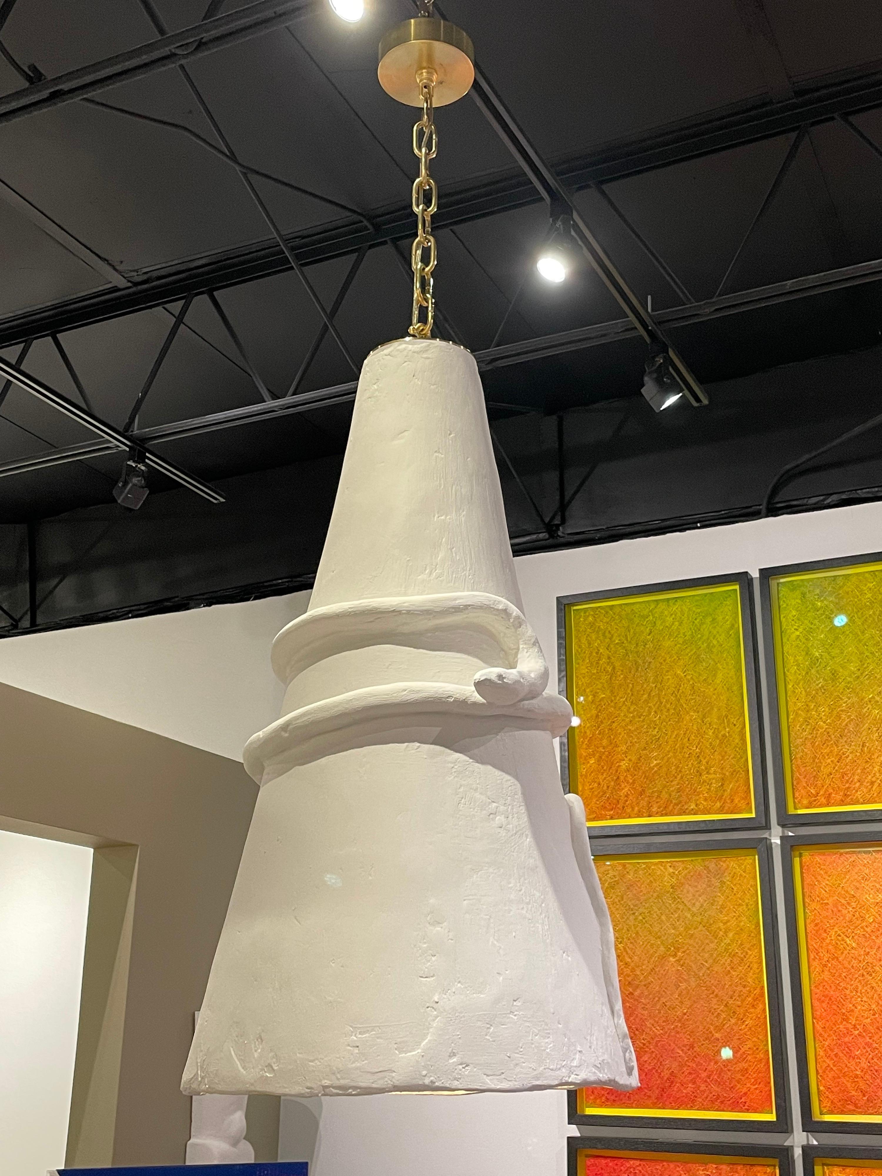 Extraordinary and Whimsical Serpent Plaster Cone Pendant Light For Sale 1