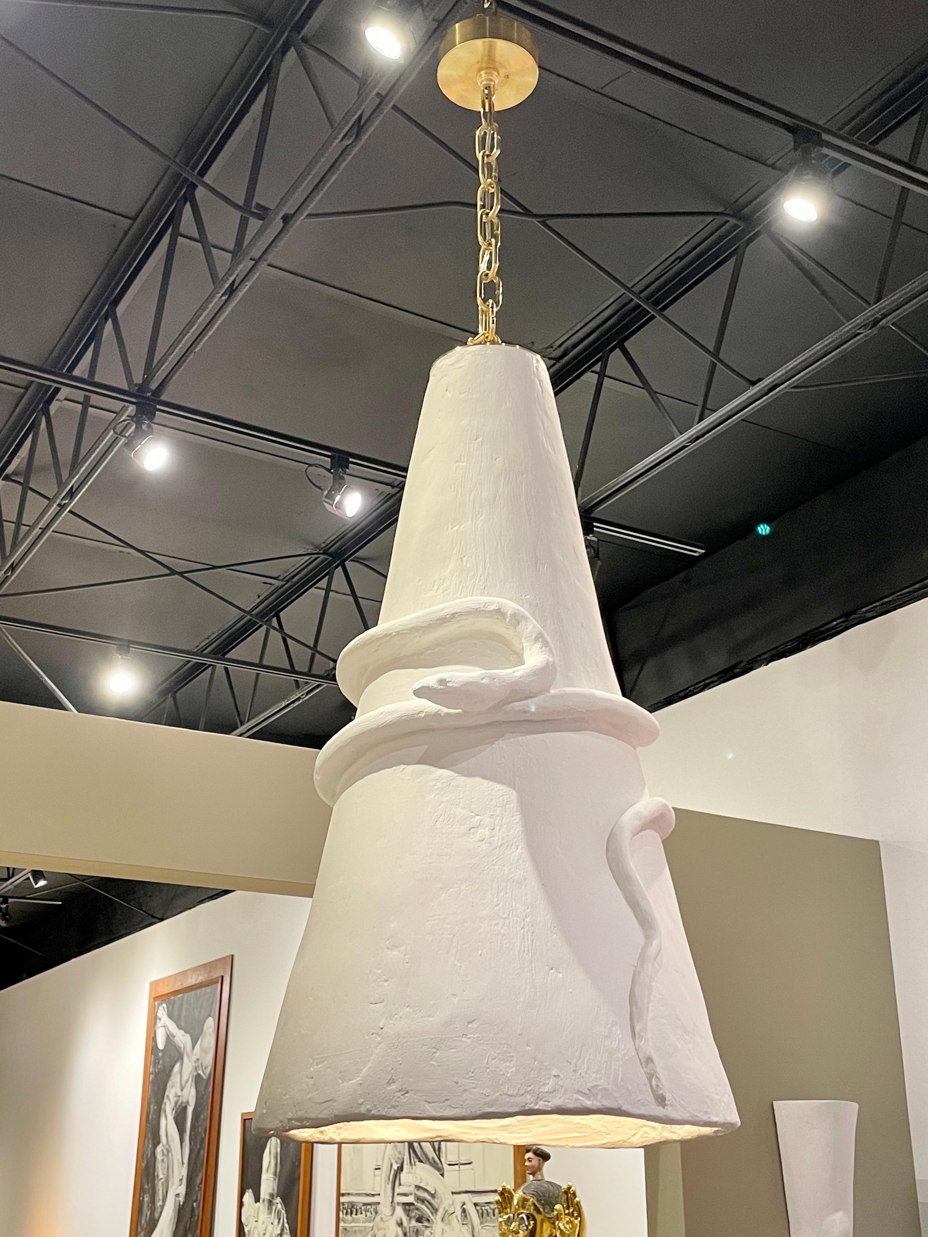 20th Century Extraordinary and Whimsical Serpent Plaster Cone Pendant Light For Sale
