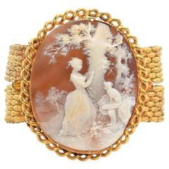 Extraordinaire bracelet camée convertible en or jaune 18 carats ancien