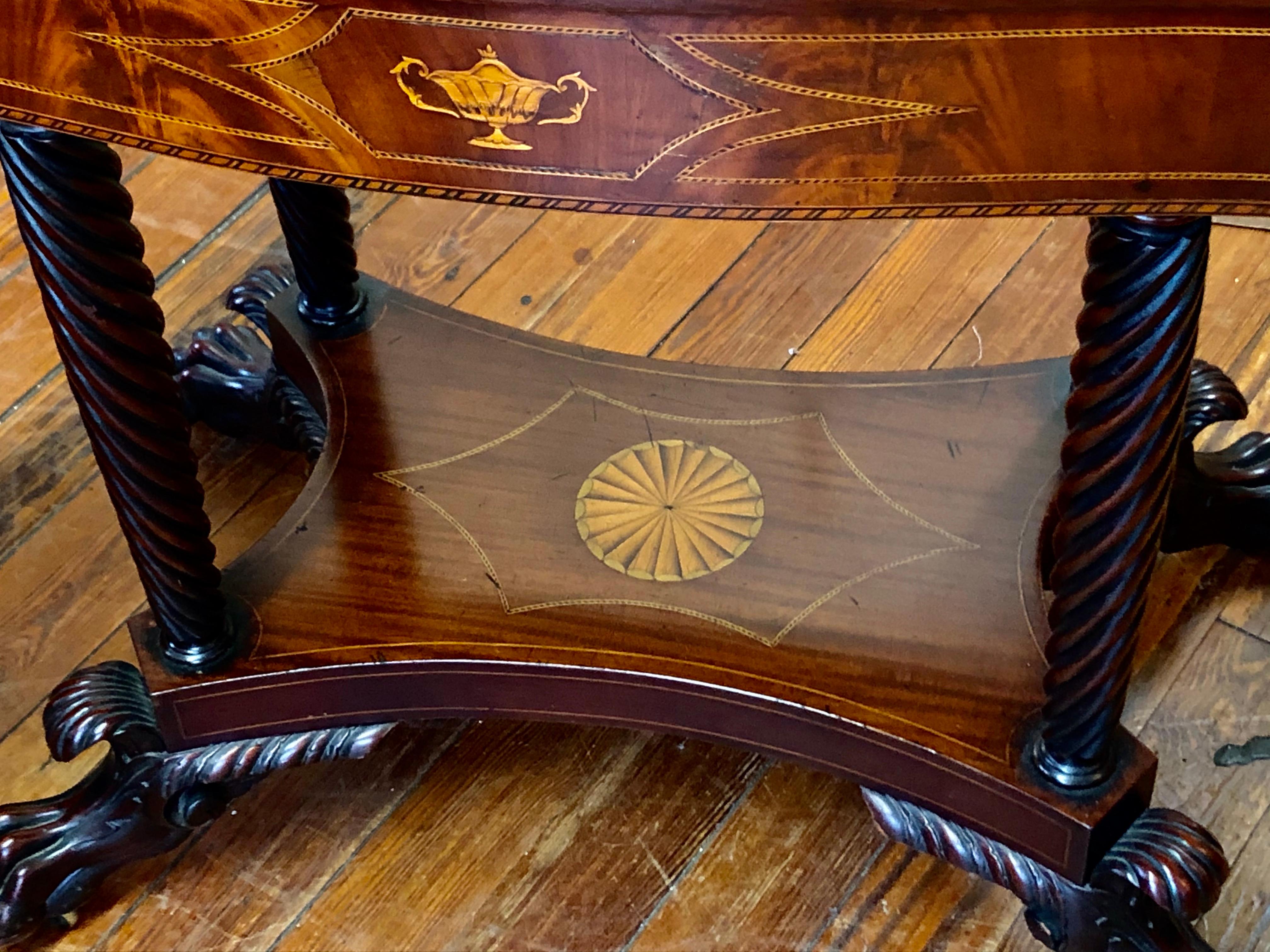 Extraordinary Antique American Late Federal Inlaid Mahogany Flap-Top Card Table 9