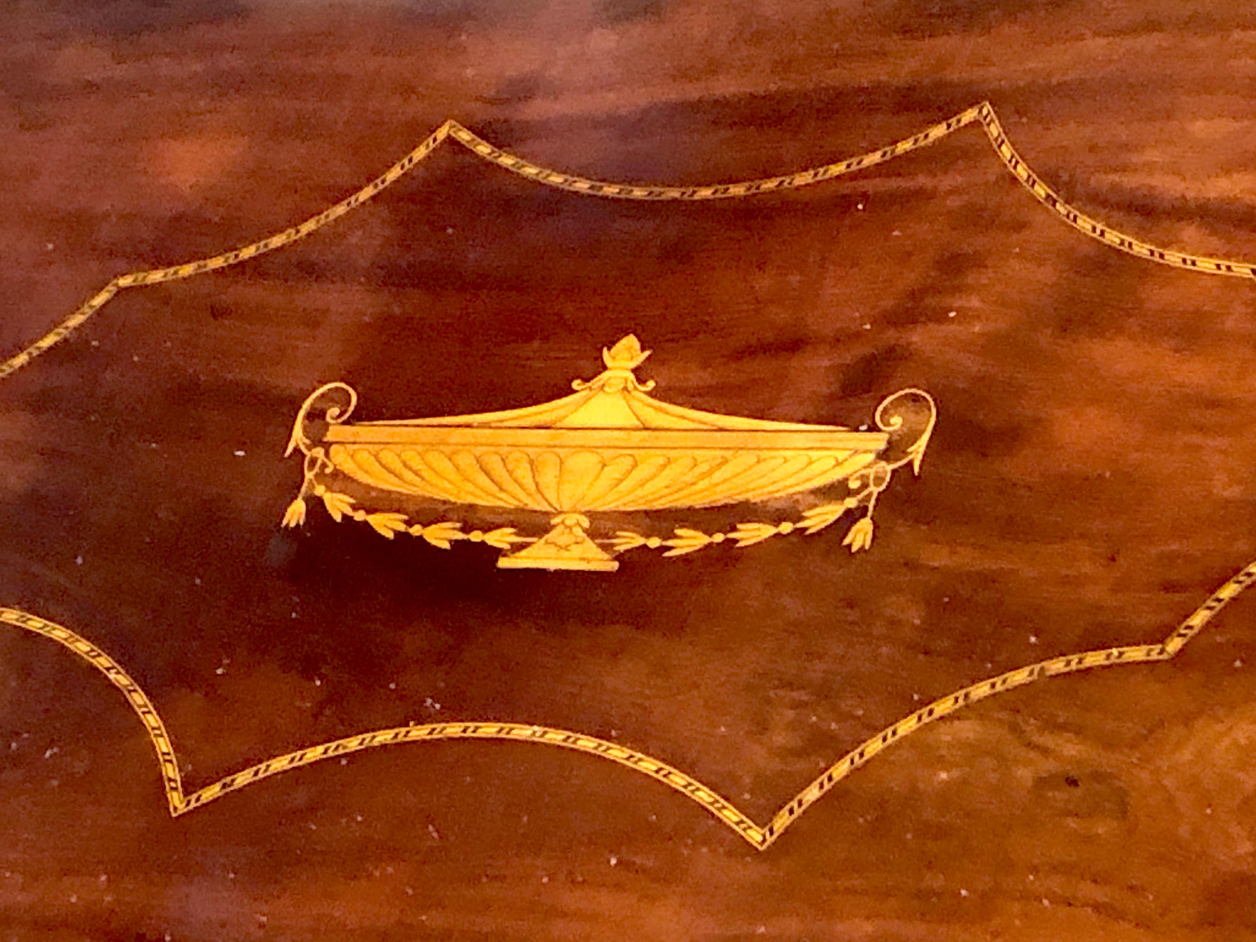 Extraordinary Antique American Late Federal Inlaid Mahogany Flap-Top Card Table In Good Condition In Charleston, SC