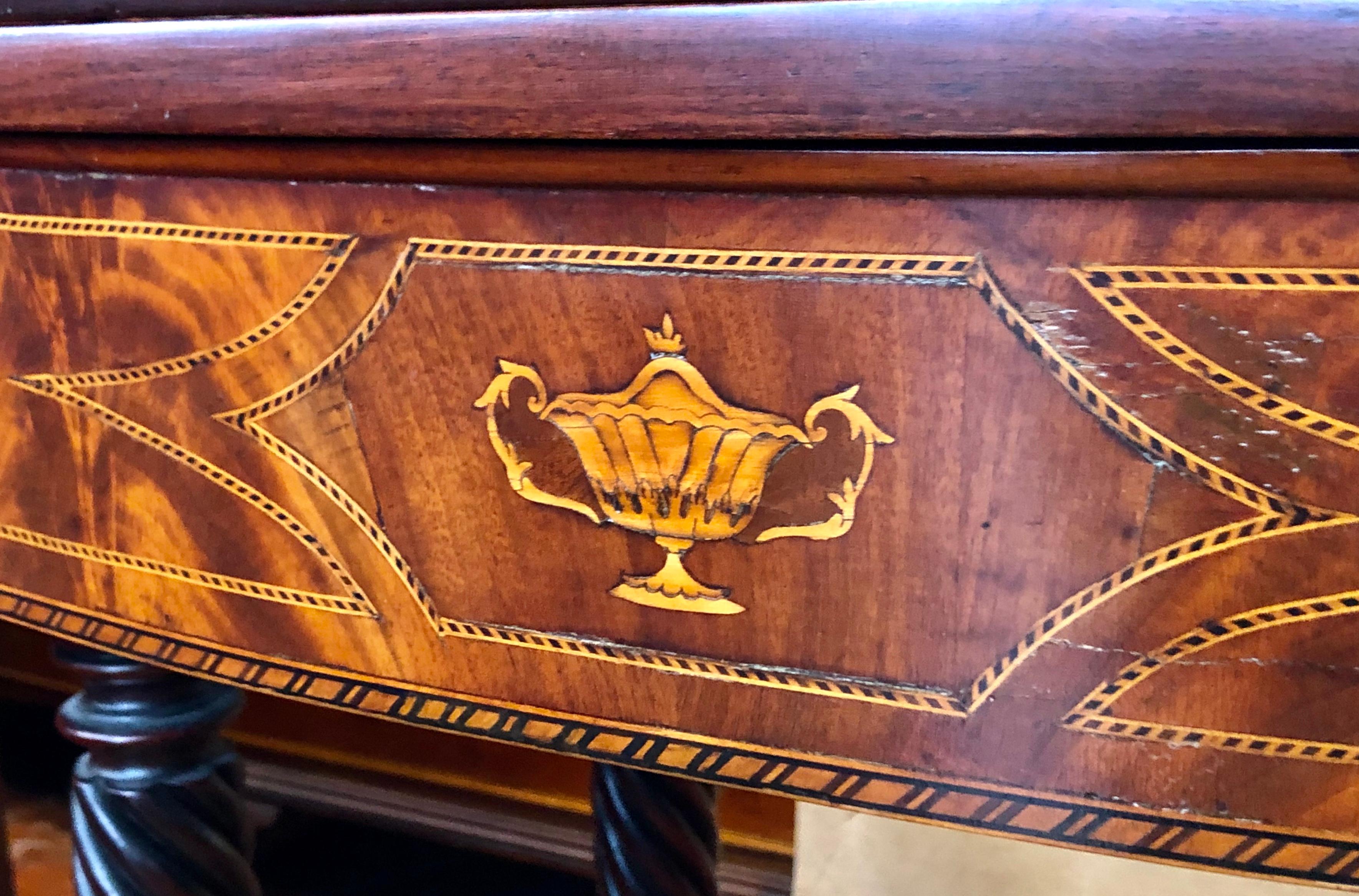19th Century Extraordinary Antique American Late Federal Inlaid Mahogany Flap-Top Card Table