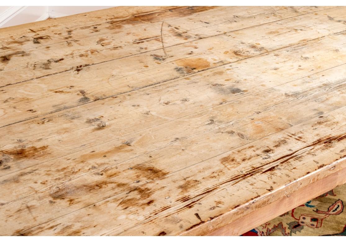 Extraordinary Antique English  10' Pine Farm Table For Sale 5
