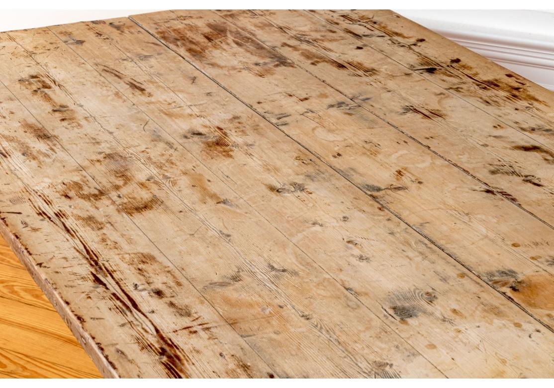 Extraordinary Antique English  10' Pine Farm Table For Sale 6