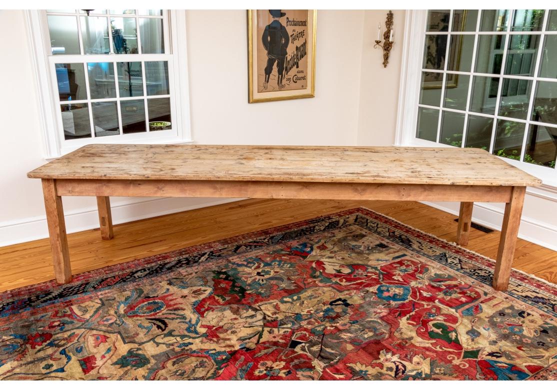 Extraordinary Antique English  10' Pine Farm Table For Sale 7