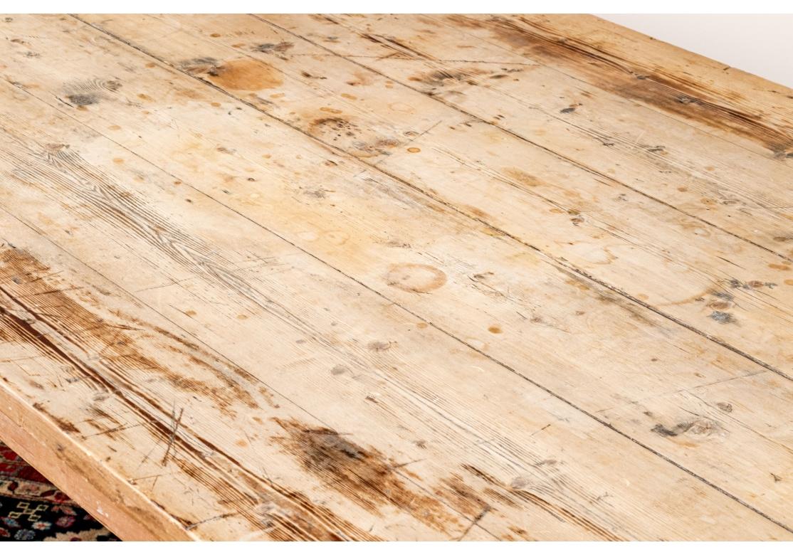 19th Century Extraordinary Antique English  10' Pine Farm Table For Sale