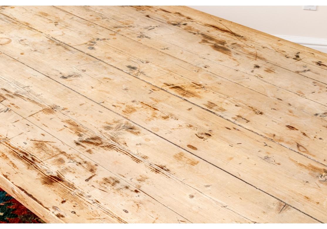 Extraordinary Antique English  10' Pine Farm Table For Sale 2