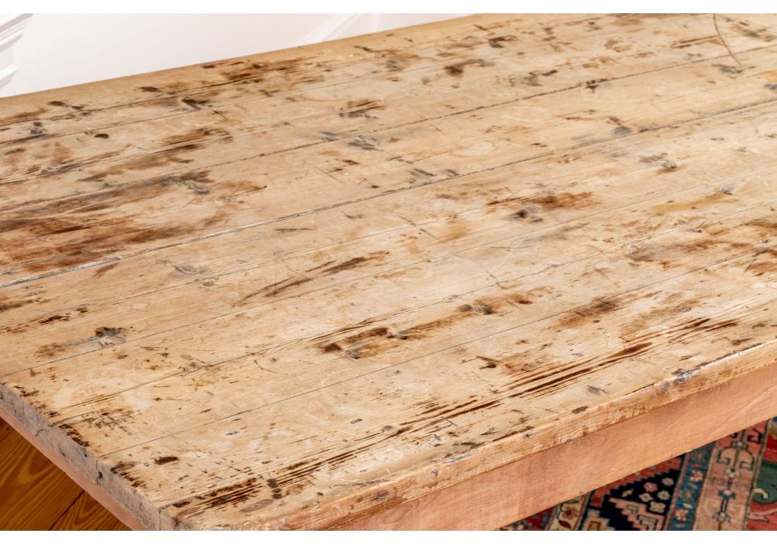 Extraordinary Antique English  10' Pine Farm Table For Sale 3