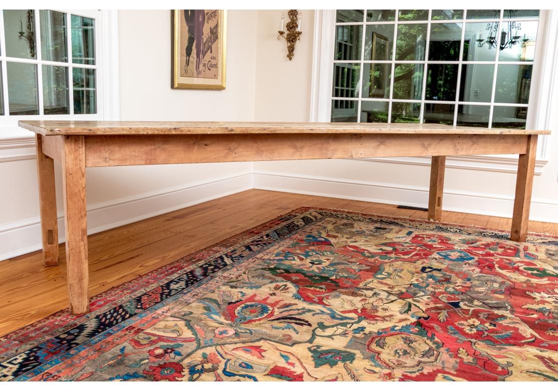 Extraordinary Antique English  10' Pine Farm Table For Sale 4