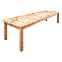 Extraordinary Antique English  10' Pine Farm Table