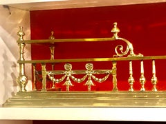 Extraordinary Antique English 19th C. Cast Brass Rococo Style Fireplace Fender