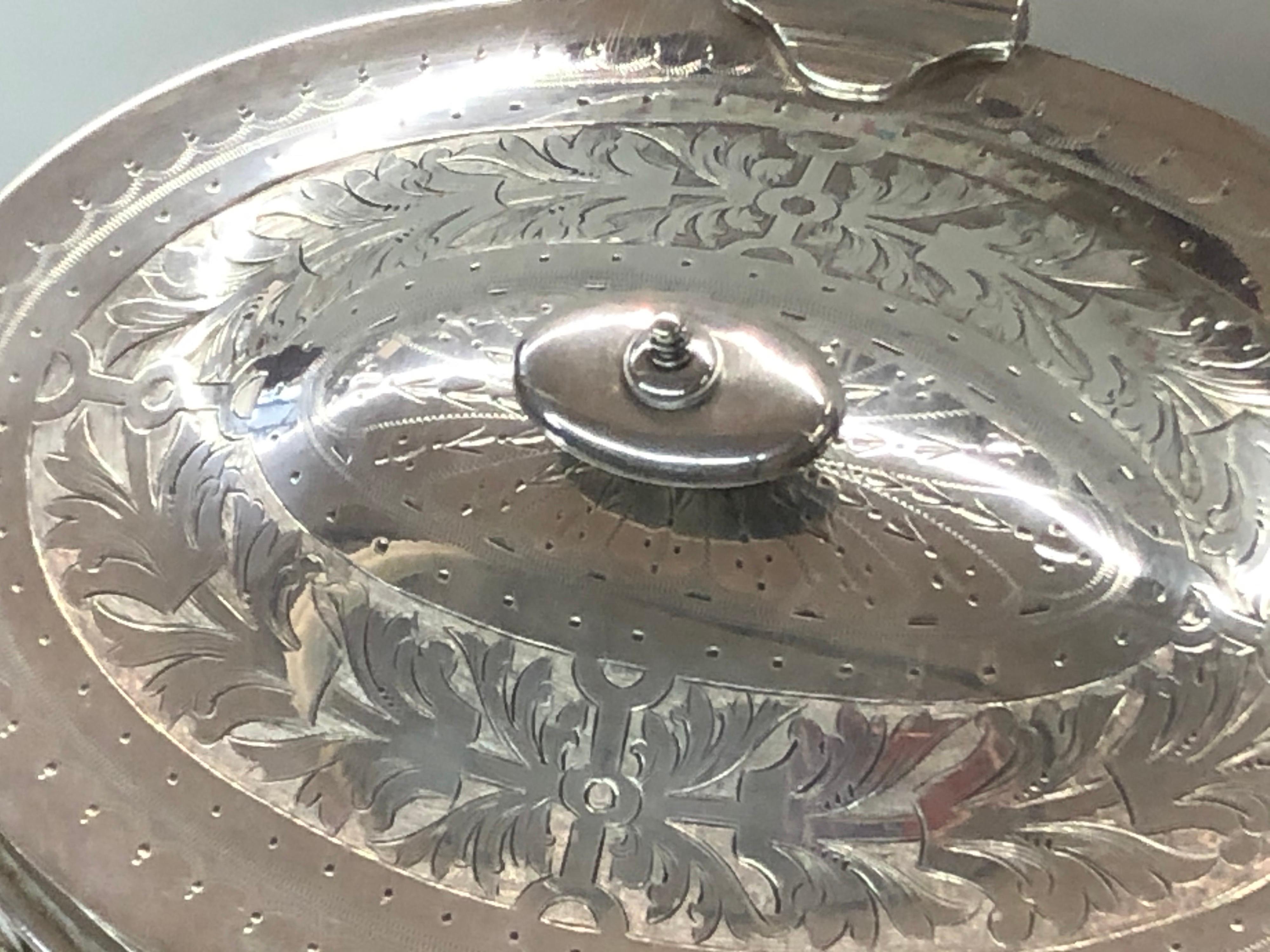 Extraordinary Antique English Sheffield Silverplate & Cut Glass Oval Biscuit Box In Good Condition In CHARLESTON, SC