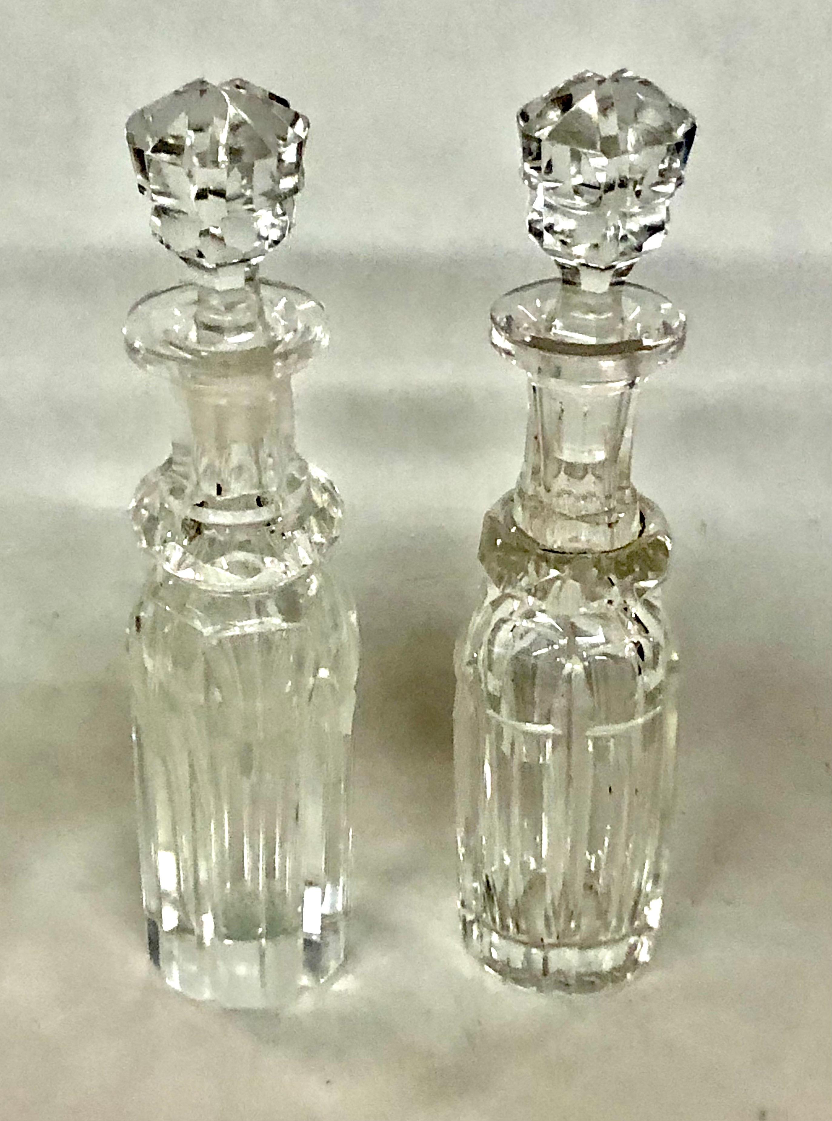 Extraordinary Antique English Sterling Geo. Style Cut Glass 7-Bottle Cruet Set For Sale 8