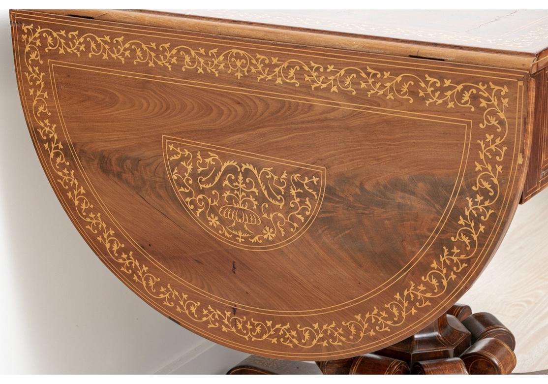 Extraordinary Antique Figured Wood and Marquetry Drop-Leaf Table for Restoration For Sale 8