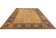 Alriz Collection Extraordinary Antique Geometric Gold & Blue Tribal Bakshaish