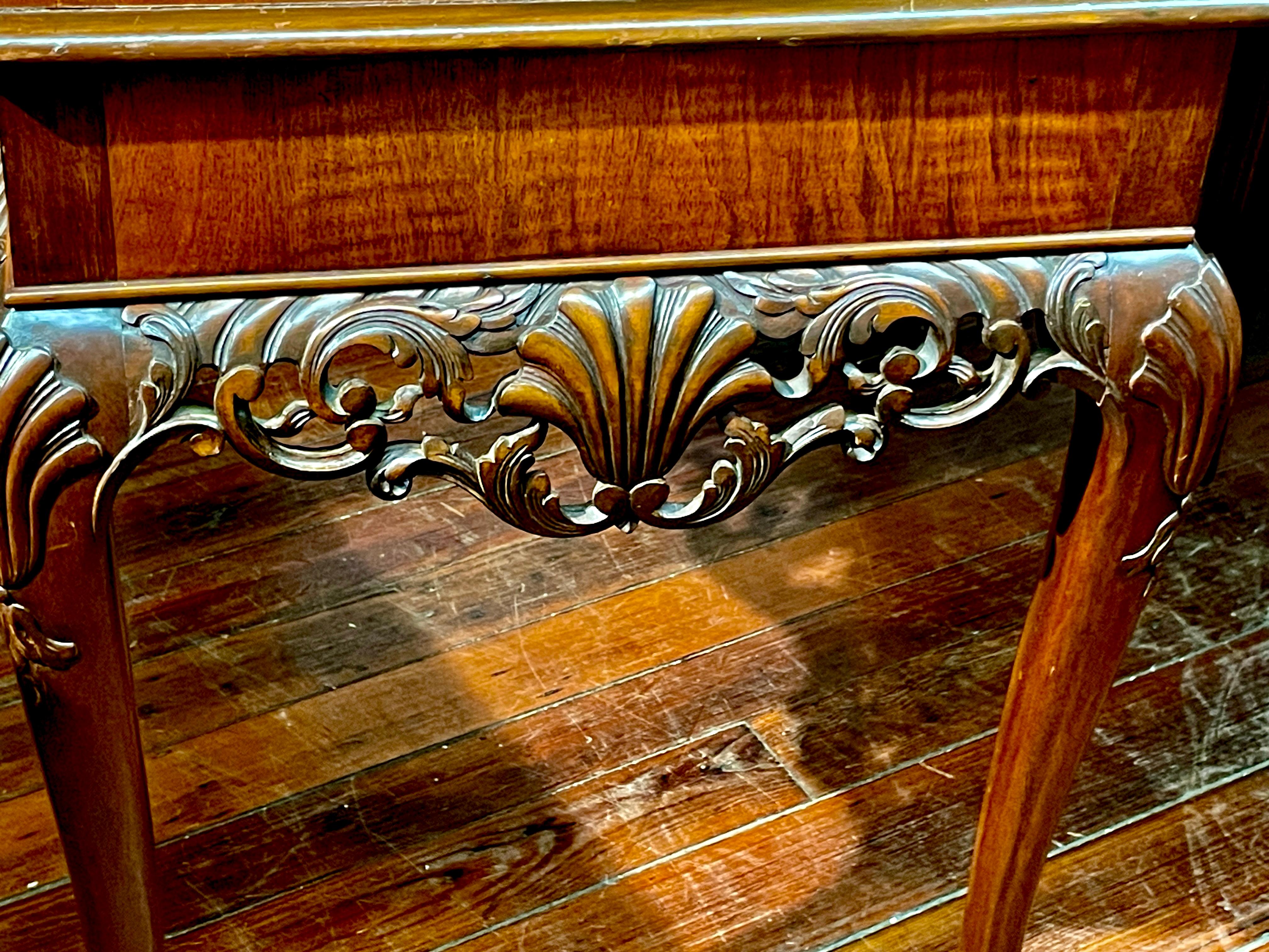 Extraordinary Antique Georgian Revival Irish Chippendale Carved Walnut Console 7