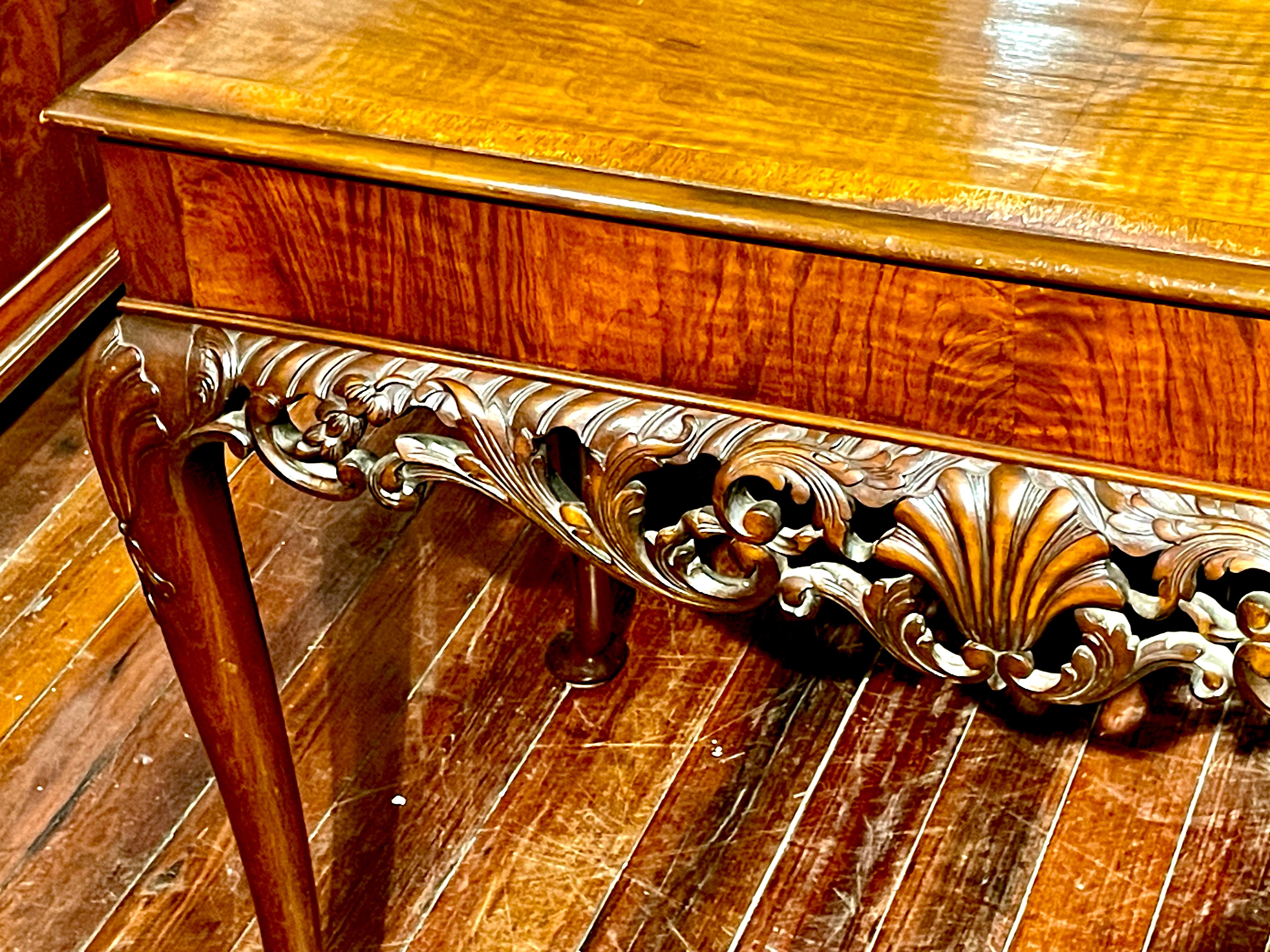 Extraordinary Antique Georgian Revival Irish Chippendale Carved Walnut Console 10