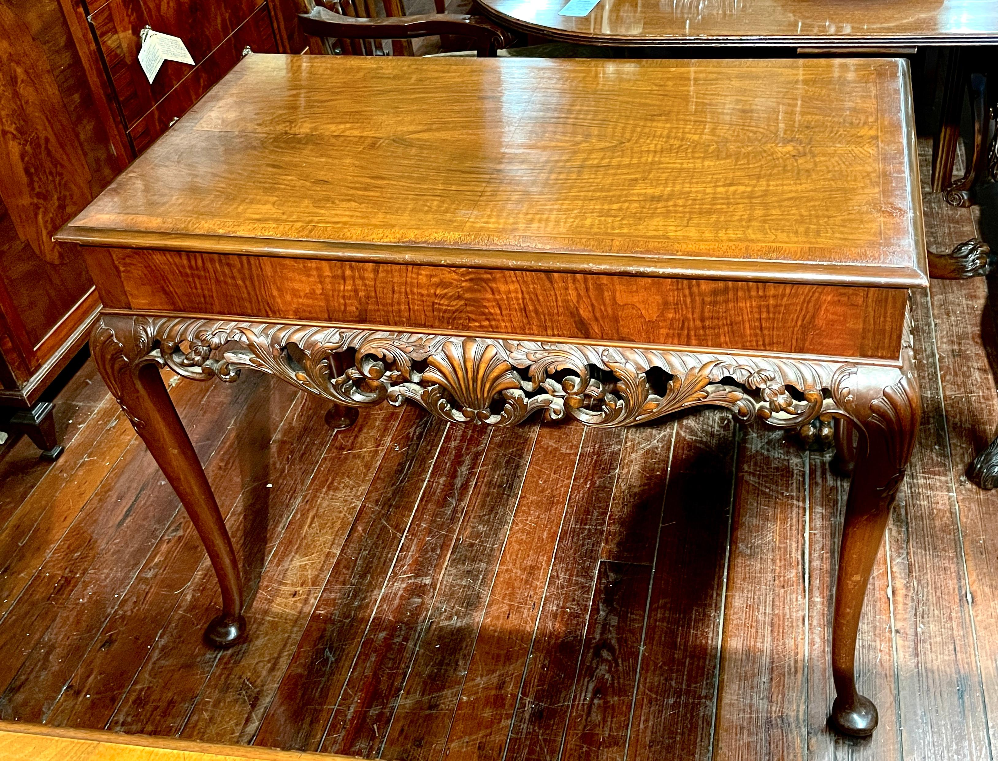 Extraordinary Antique Georgian Revival Irish Chippendale Carved Walnut Console 11