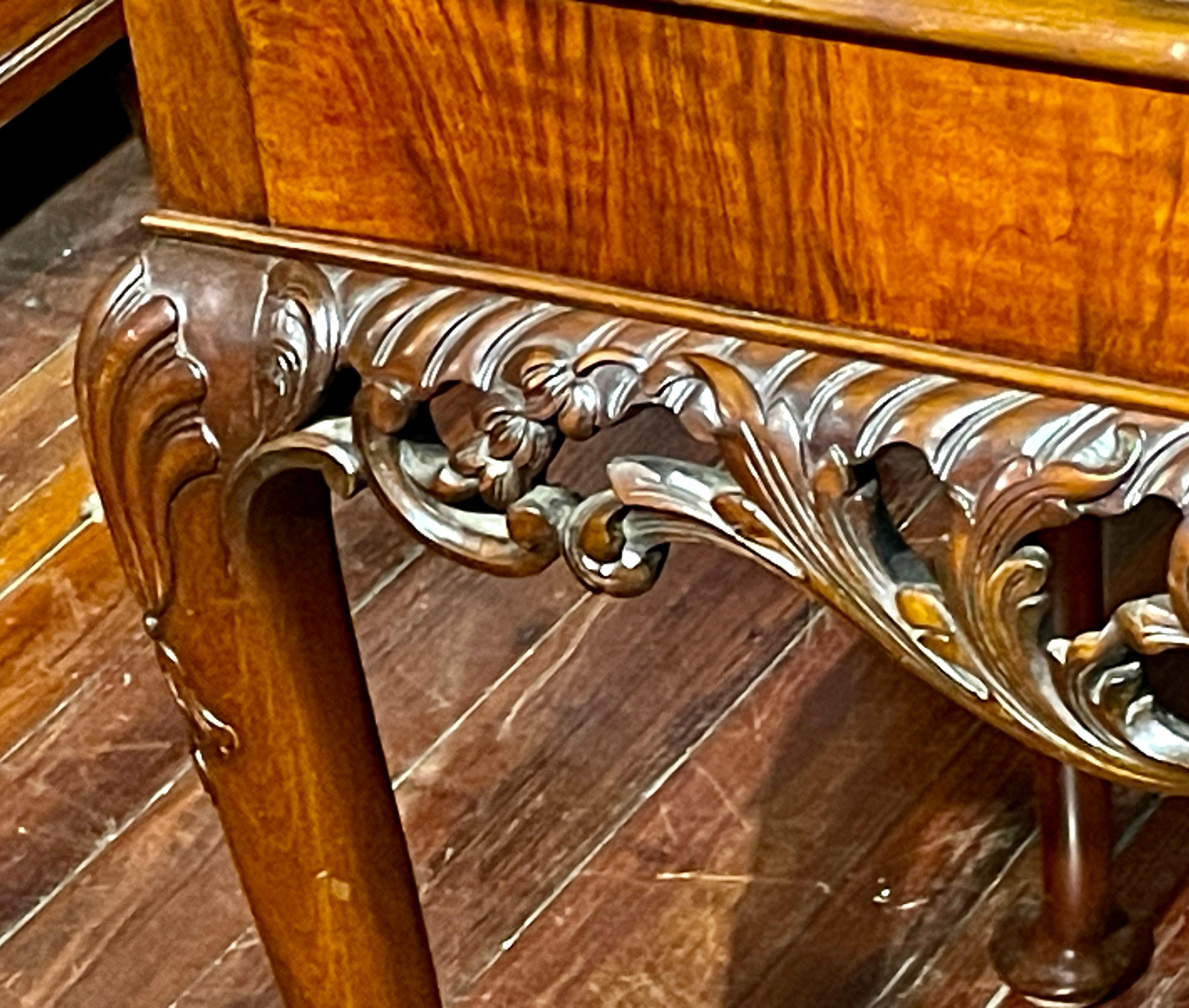 Hand-Crafted Extraordinary Antique Georgian Revival Irish Chippendale Carved Walnut Console
