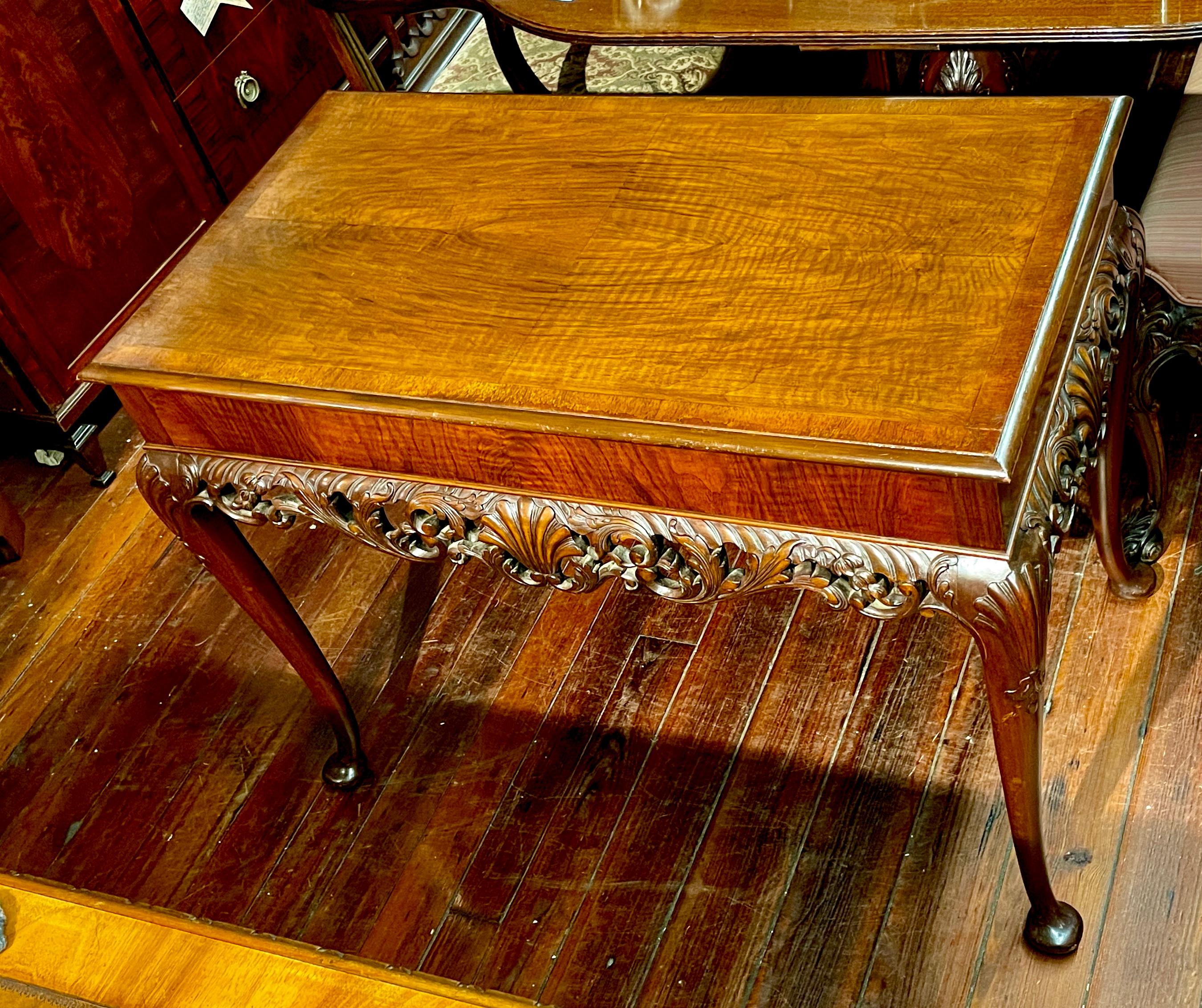 Extraordinary Antique Georgian Revival Irish Chippendale Carved Walnut Console In Good Condition In Charleston, SC