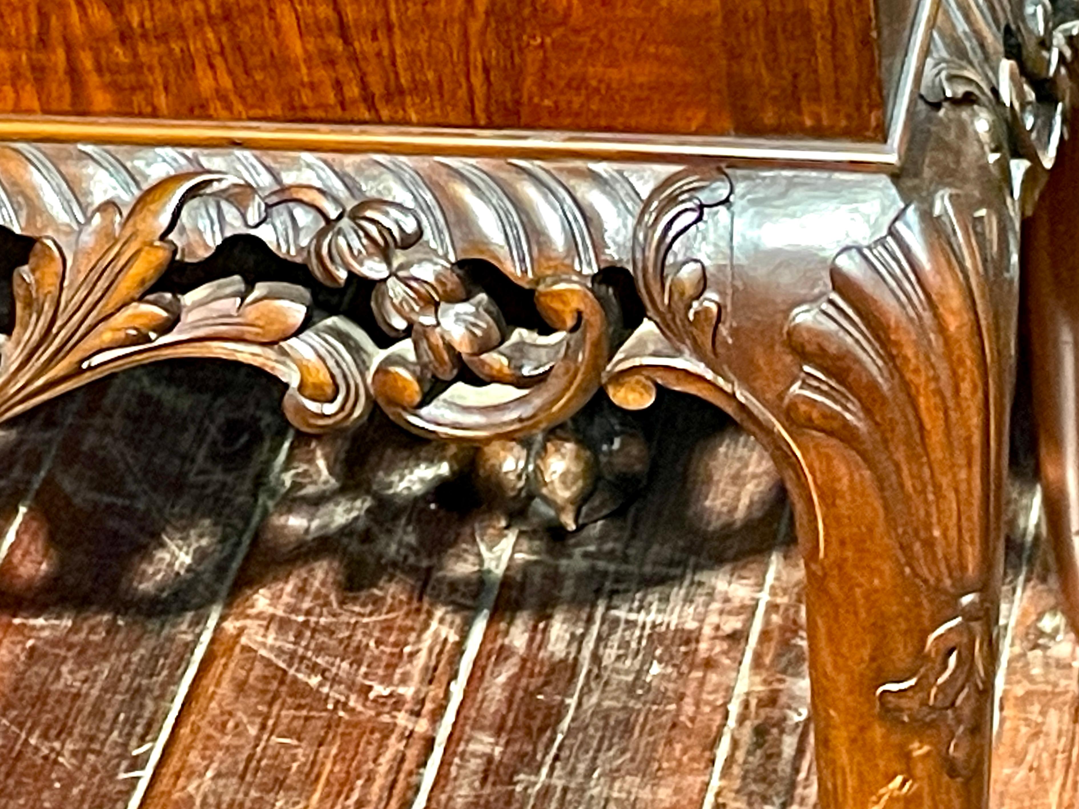 19th Century Extraordinary Antique Georgian Revival Irish Chippendale Carved Walnut Console