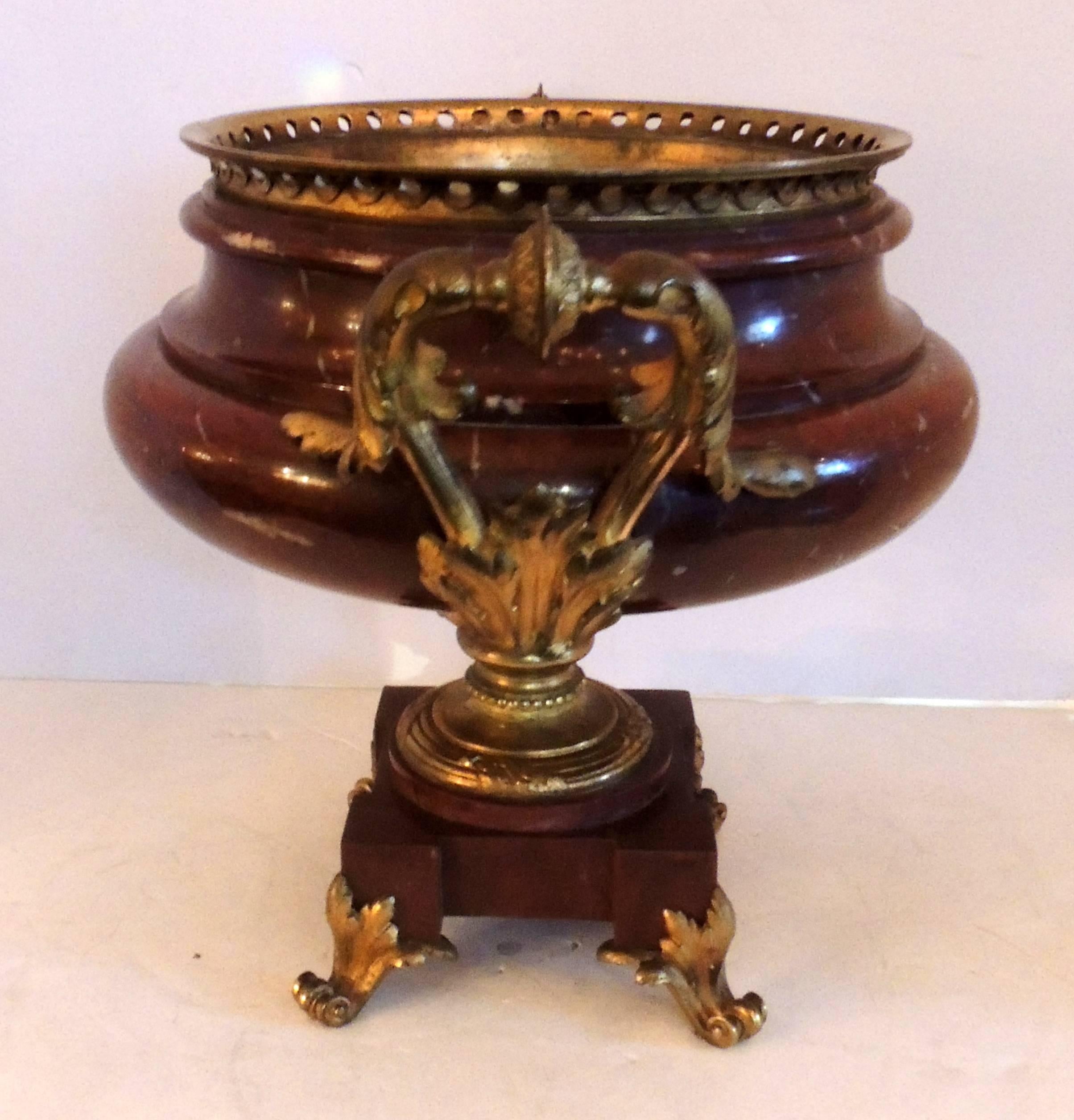 Early 20th Century Extraordinary Antique Rouge Marble Gilt Dore Bronze Ormolu-Mounted Centrepiece