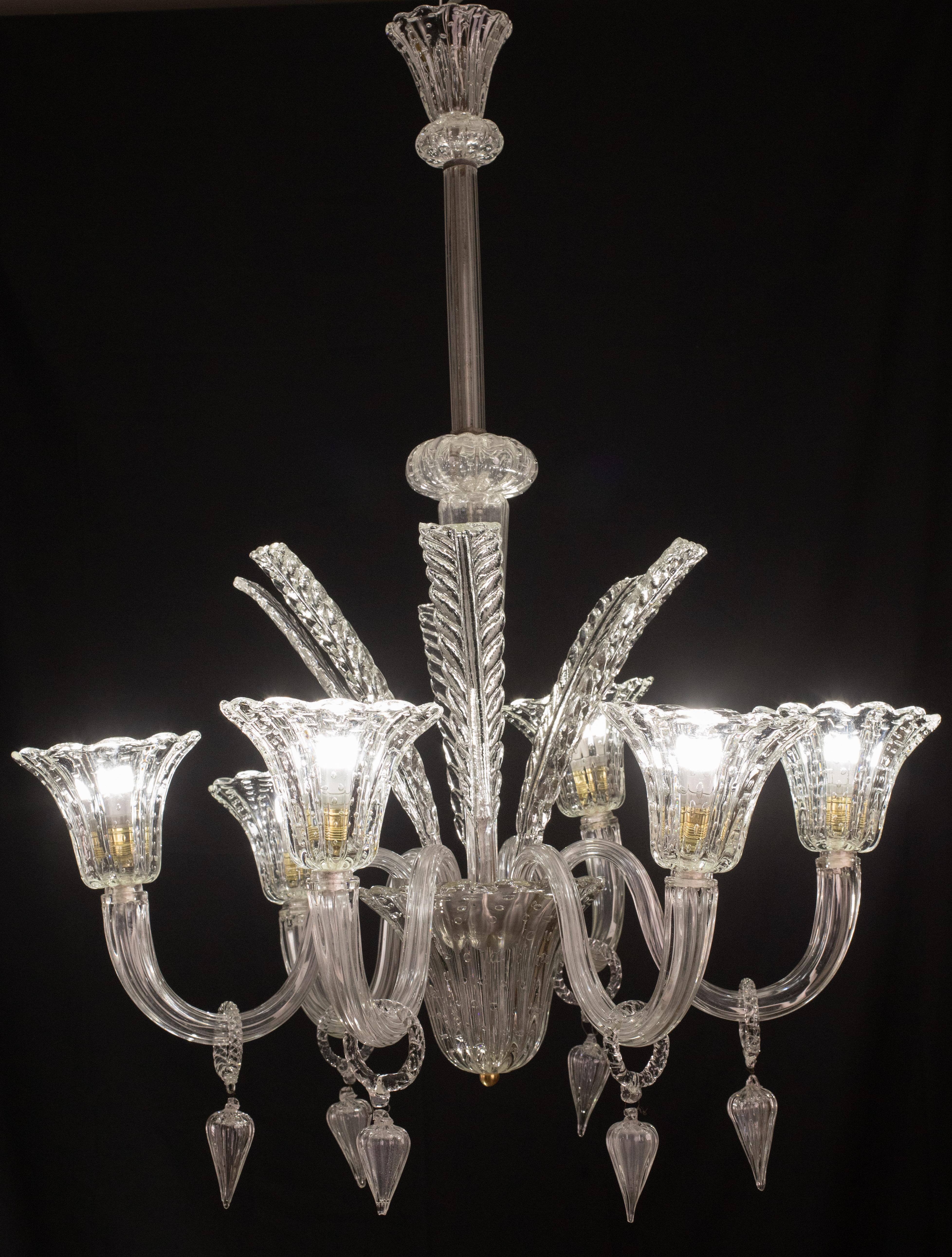 Extraordinaire lustre Barovier&Toso de style Art déco, en verre 