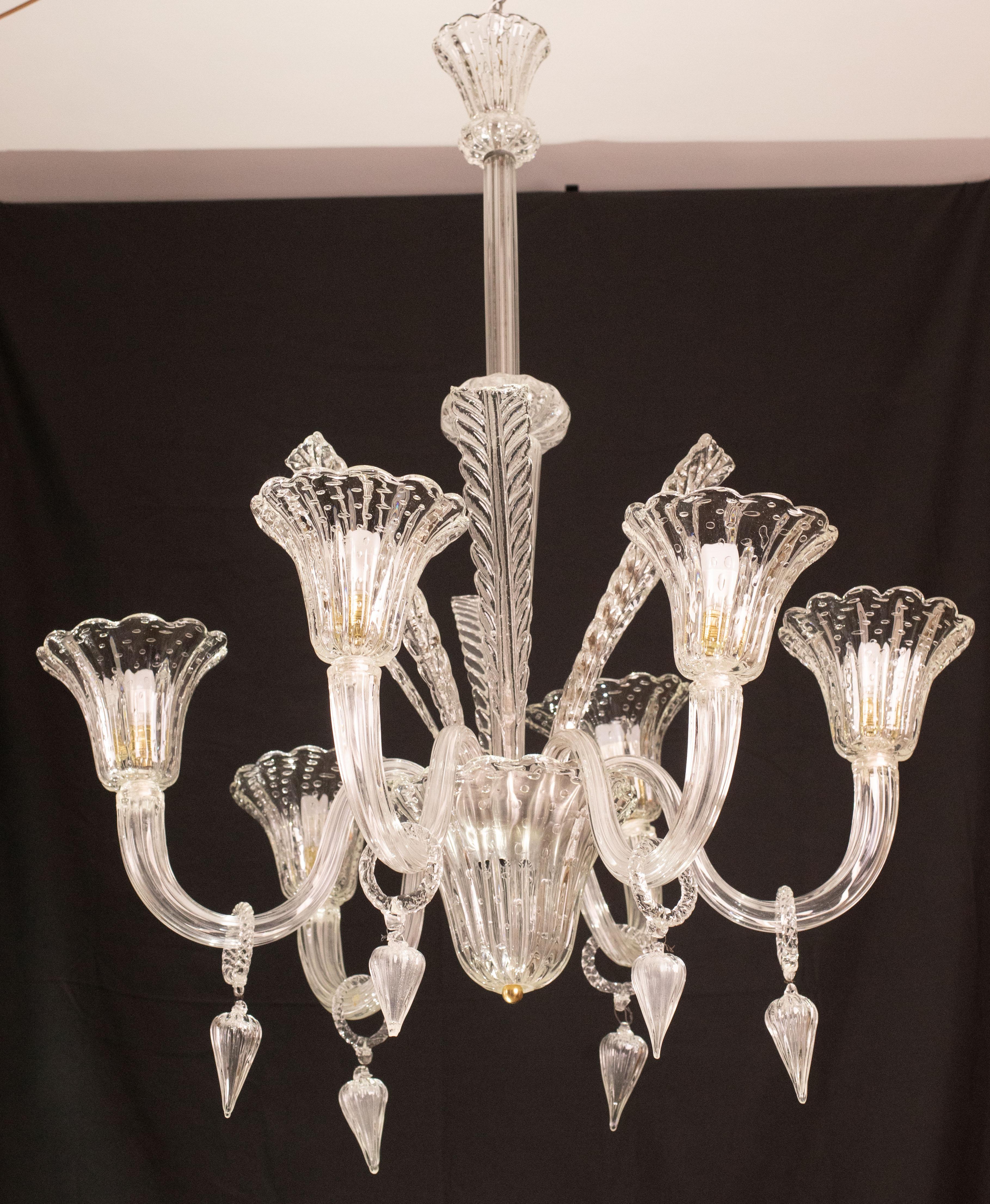 Extraordinaire lustre Barovier&Toso de style Art déco, en verre 