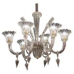 Extraordinaria araña Art Decò Barovier e Toso, cristal "burbuja" de Murano, años 40