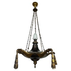 Extraordinary art deco chandelier with bronze eagles