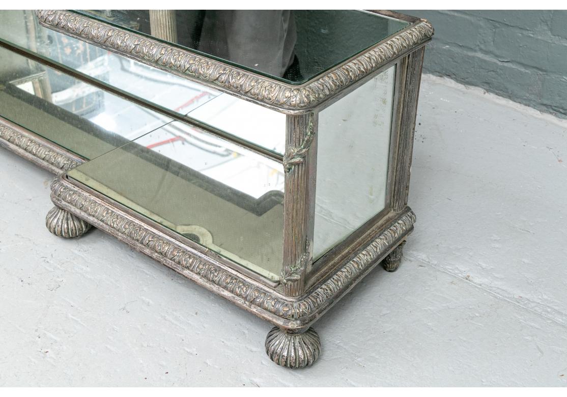 Extraordinary Art Deco Era Mirrored and Silver Plated Bronze Vanity in Two Parts For Sale 4